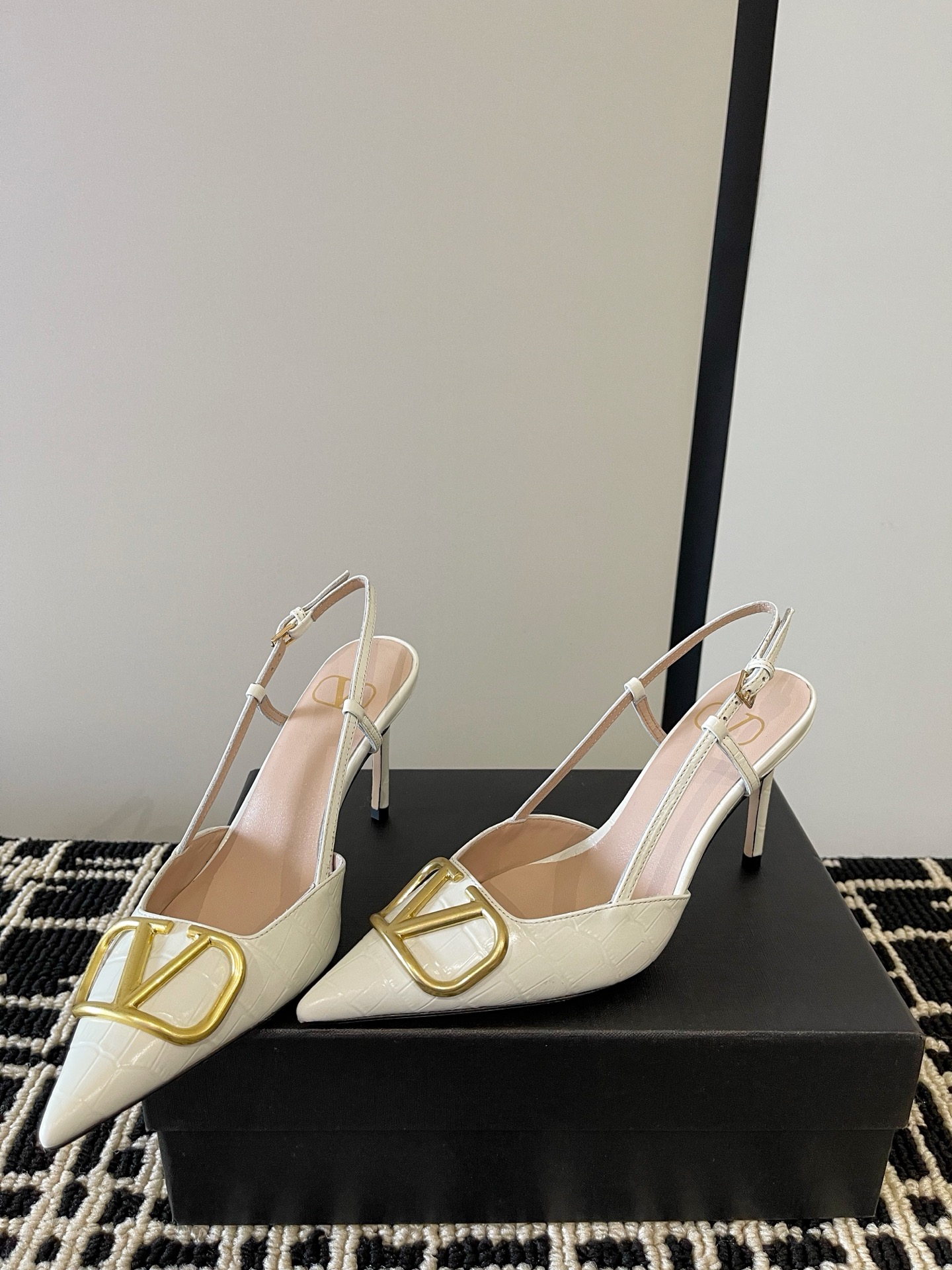 Valentino VLogo Croc Slingbacks