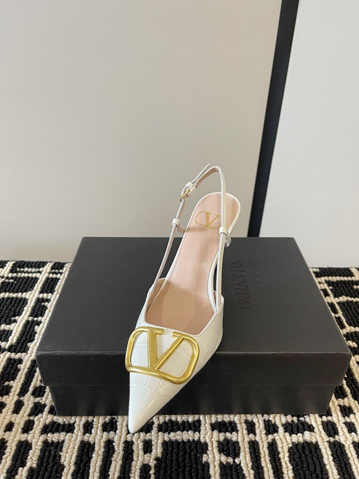 Valentino VLogo Croc Slingbacks