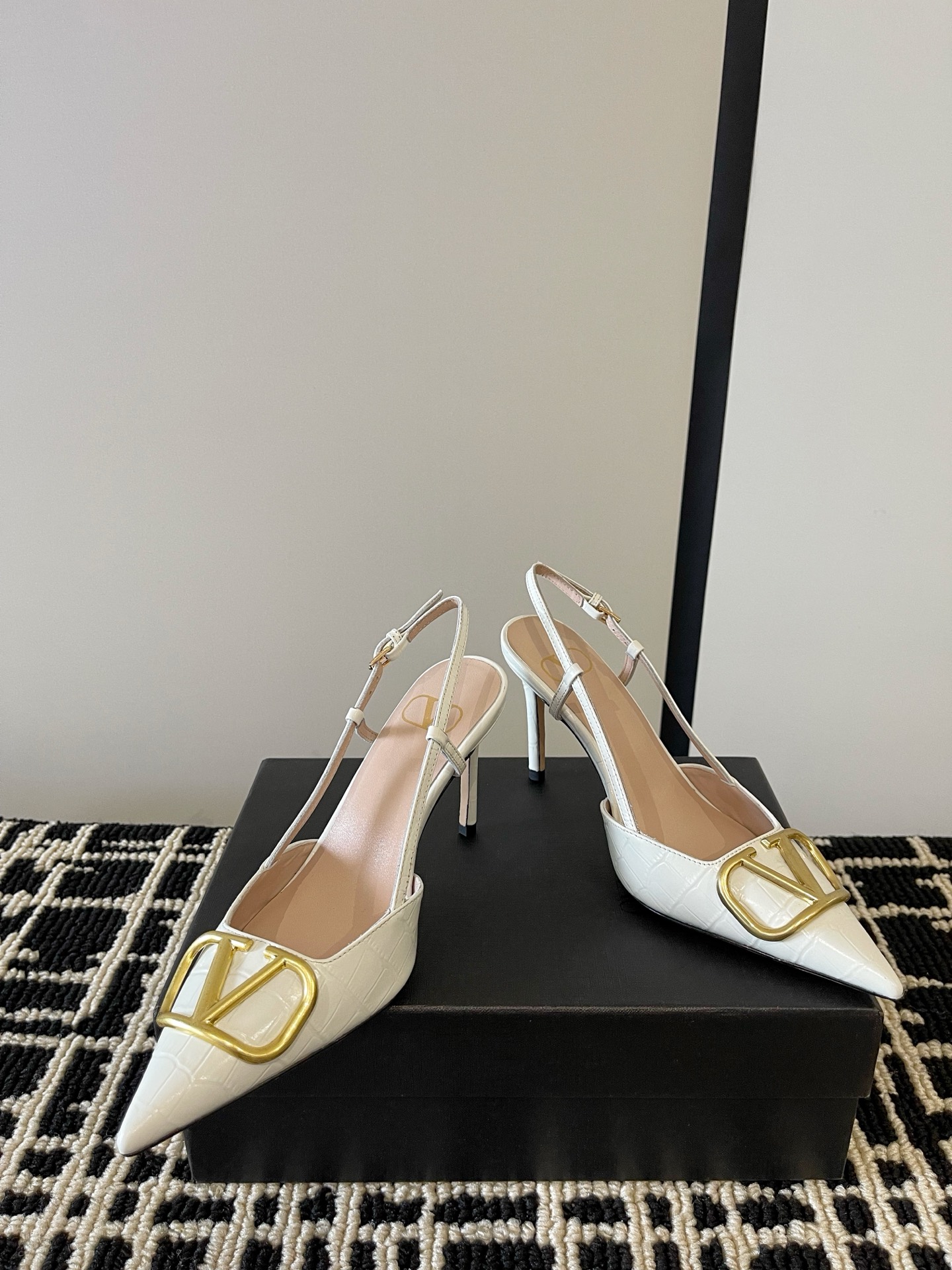 Valentino VLogo Croc Slingbacks