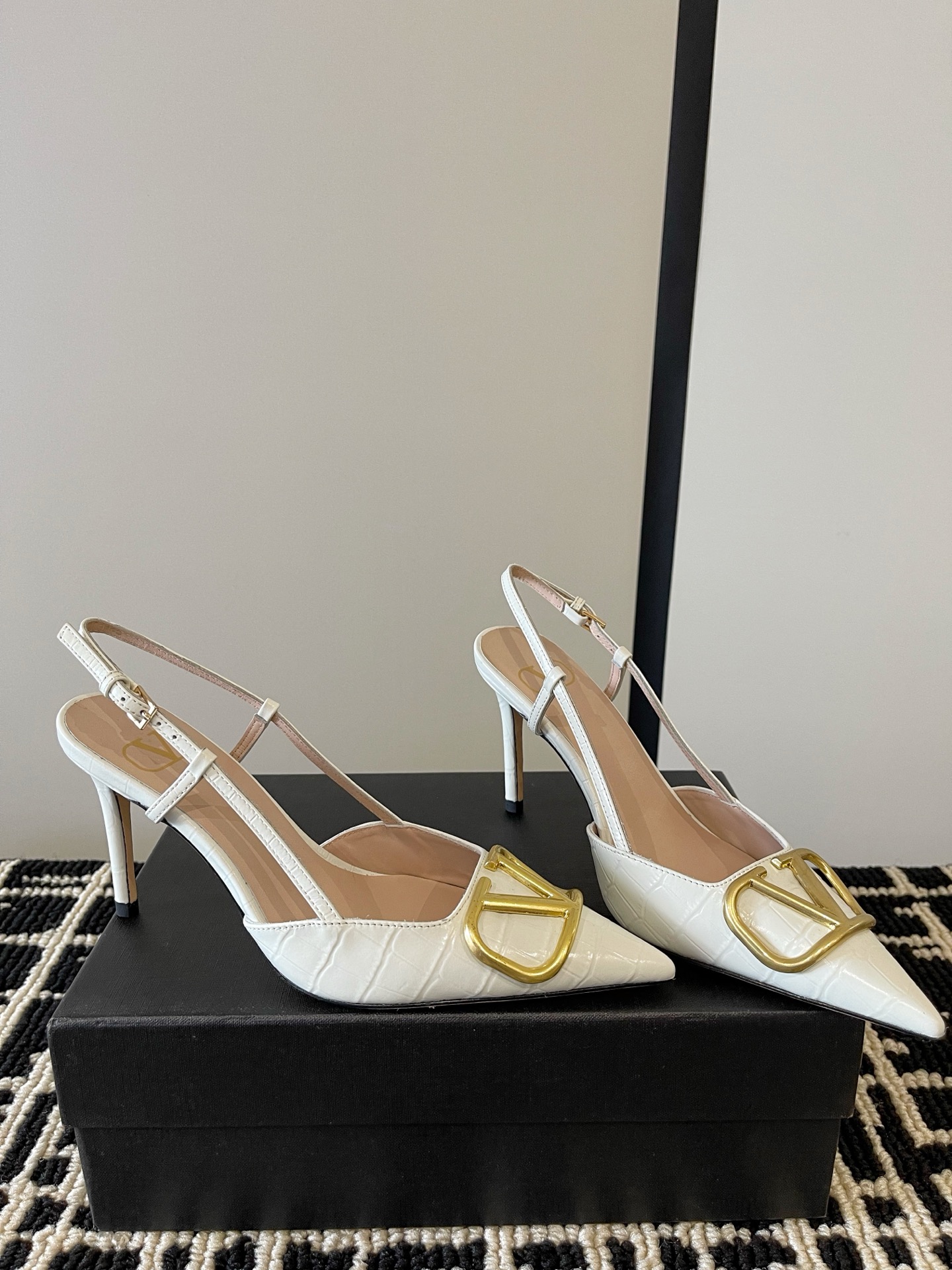 Valentino VLogo Croc Slingbacks