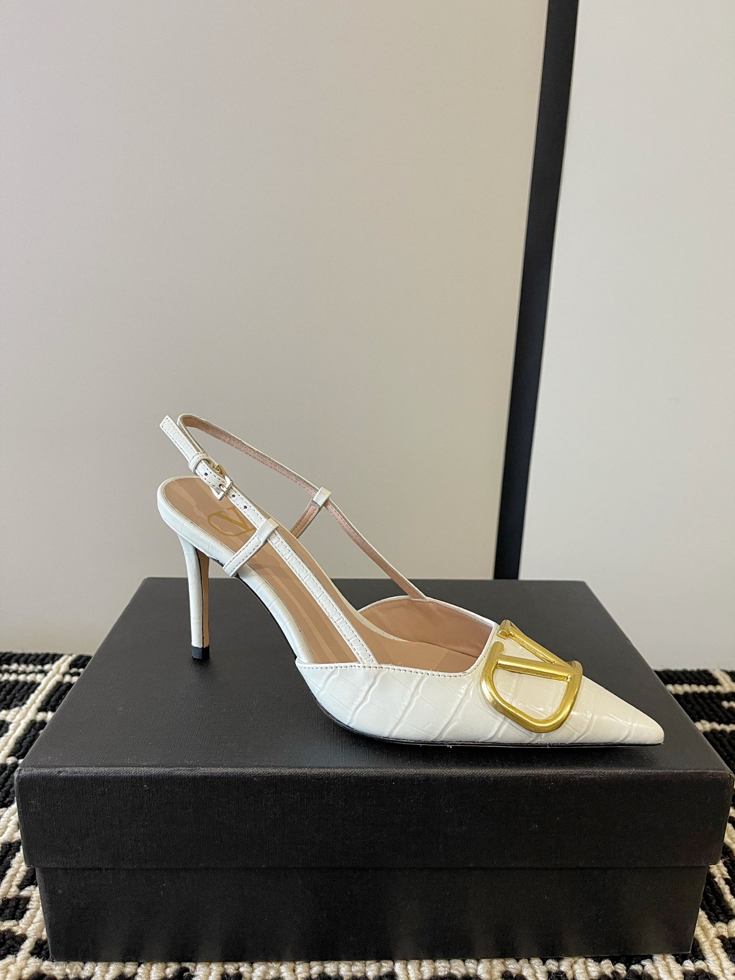 Valentino VLogo Croc Slingbacks