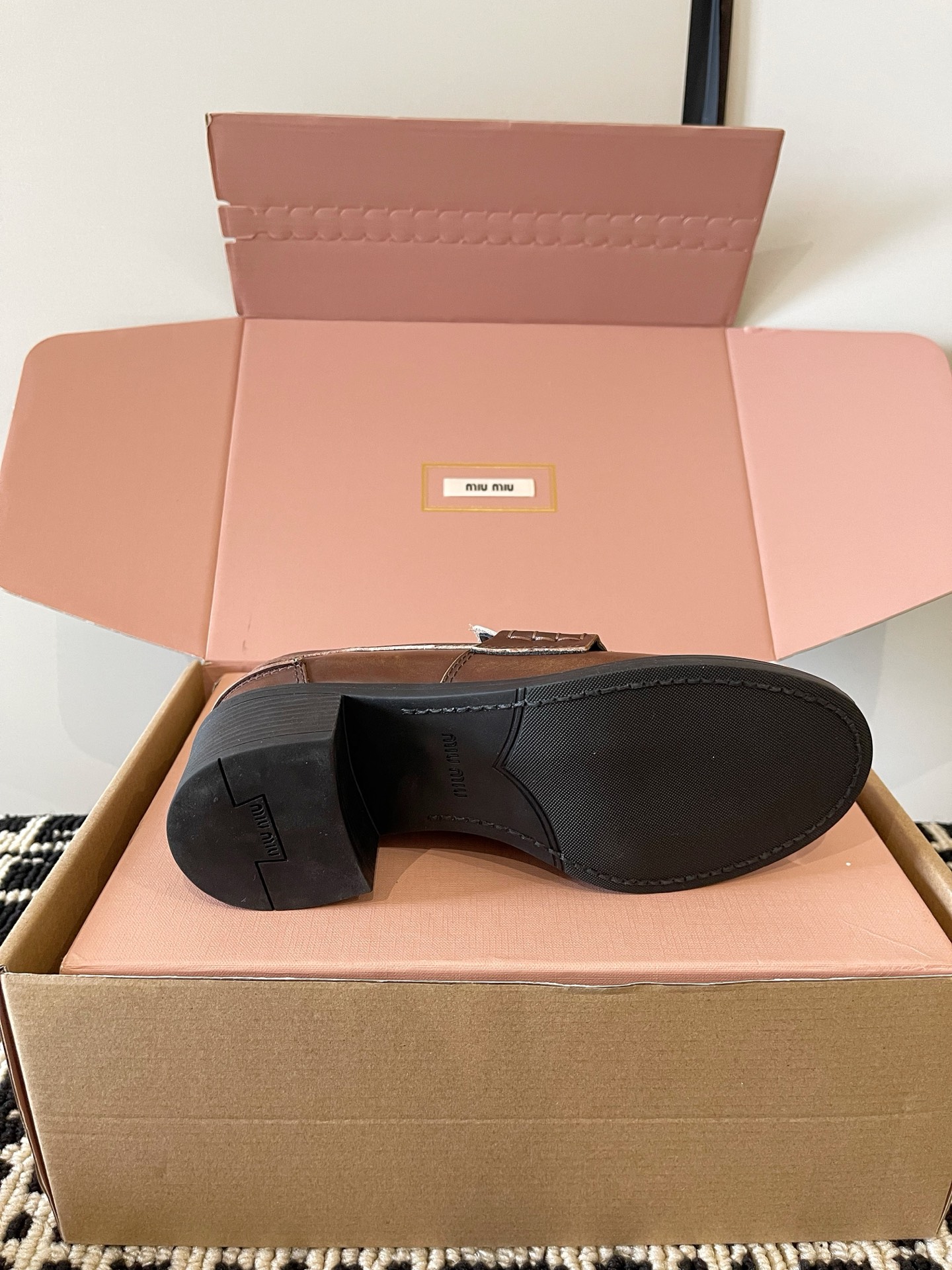 Miu Miu Brown Badge Loafers