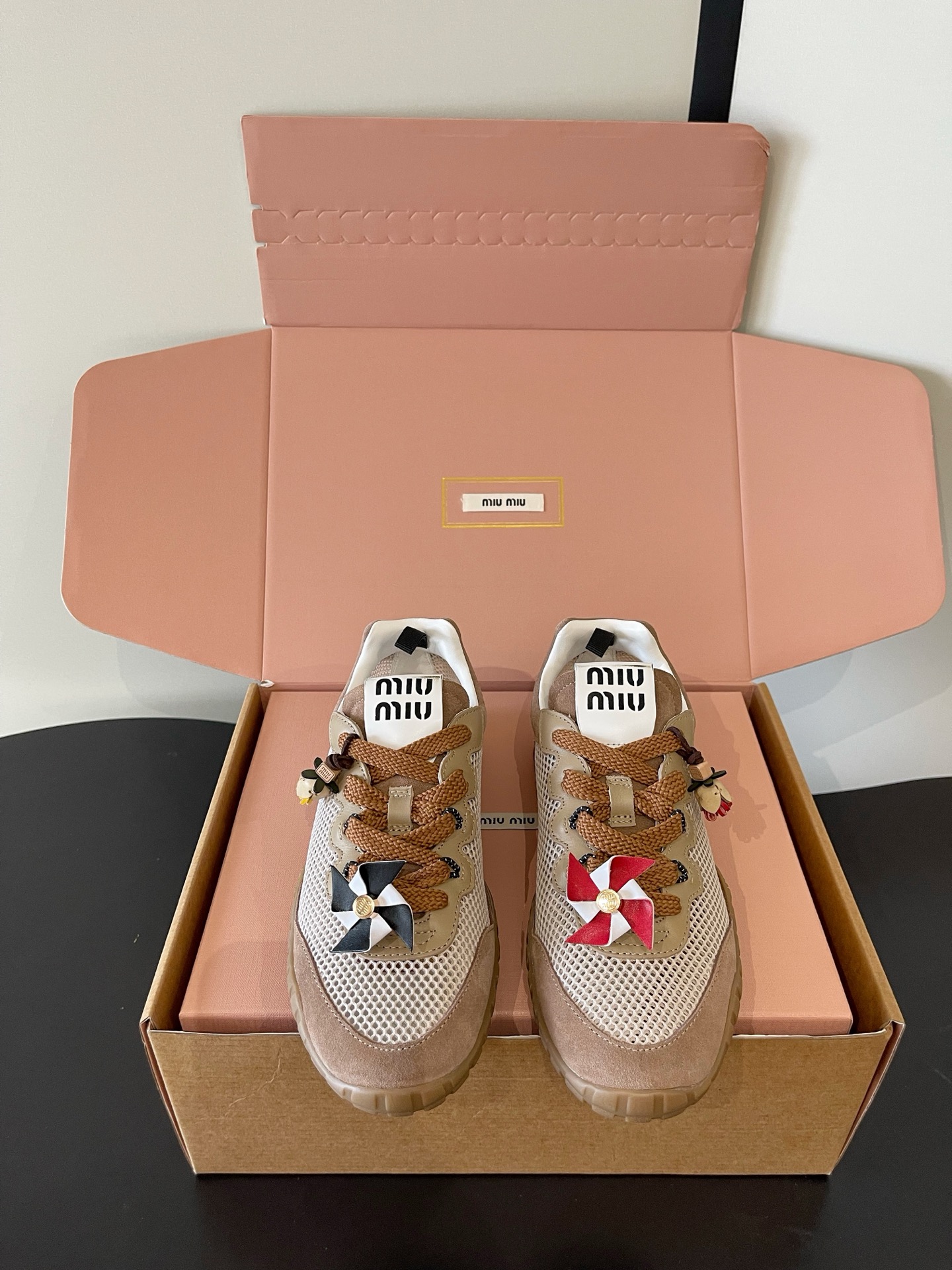 Miu Miu Pinwheel Decor Mesh Sneakers