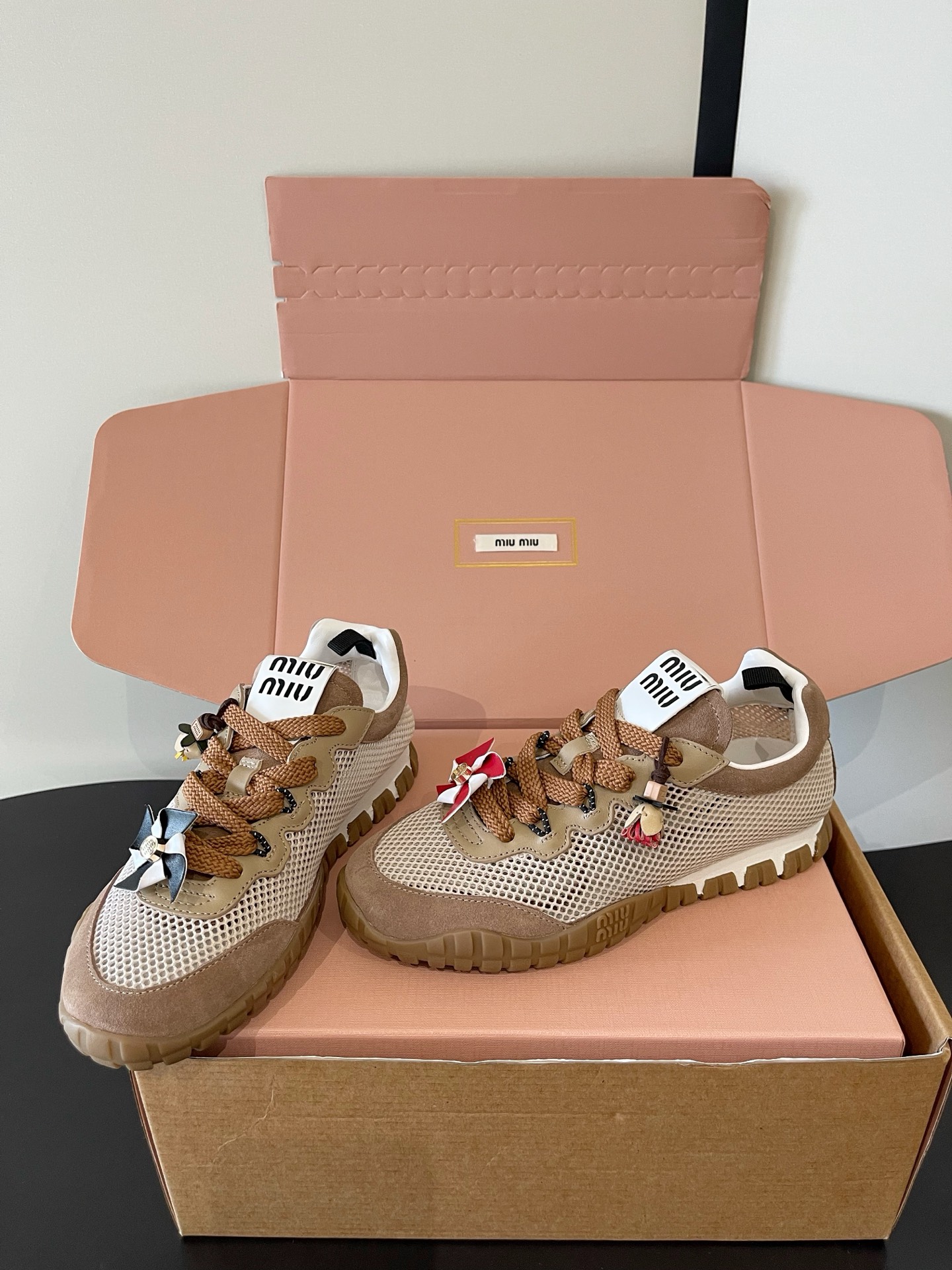 Miu Miu Pinwheel Decor Mesh Sneakers