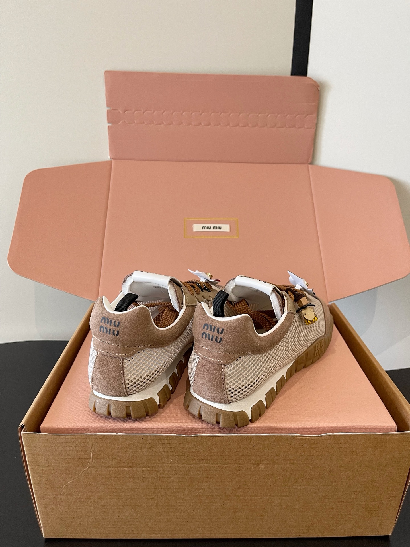 Miu Miu Pinwheel Decor Mesh Sneakers