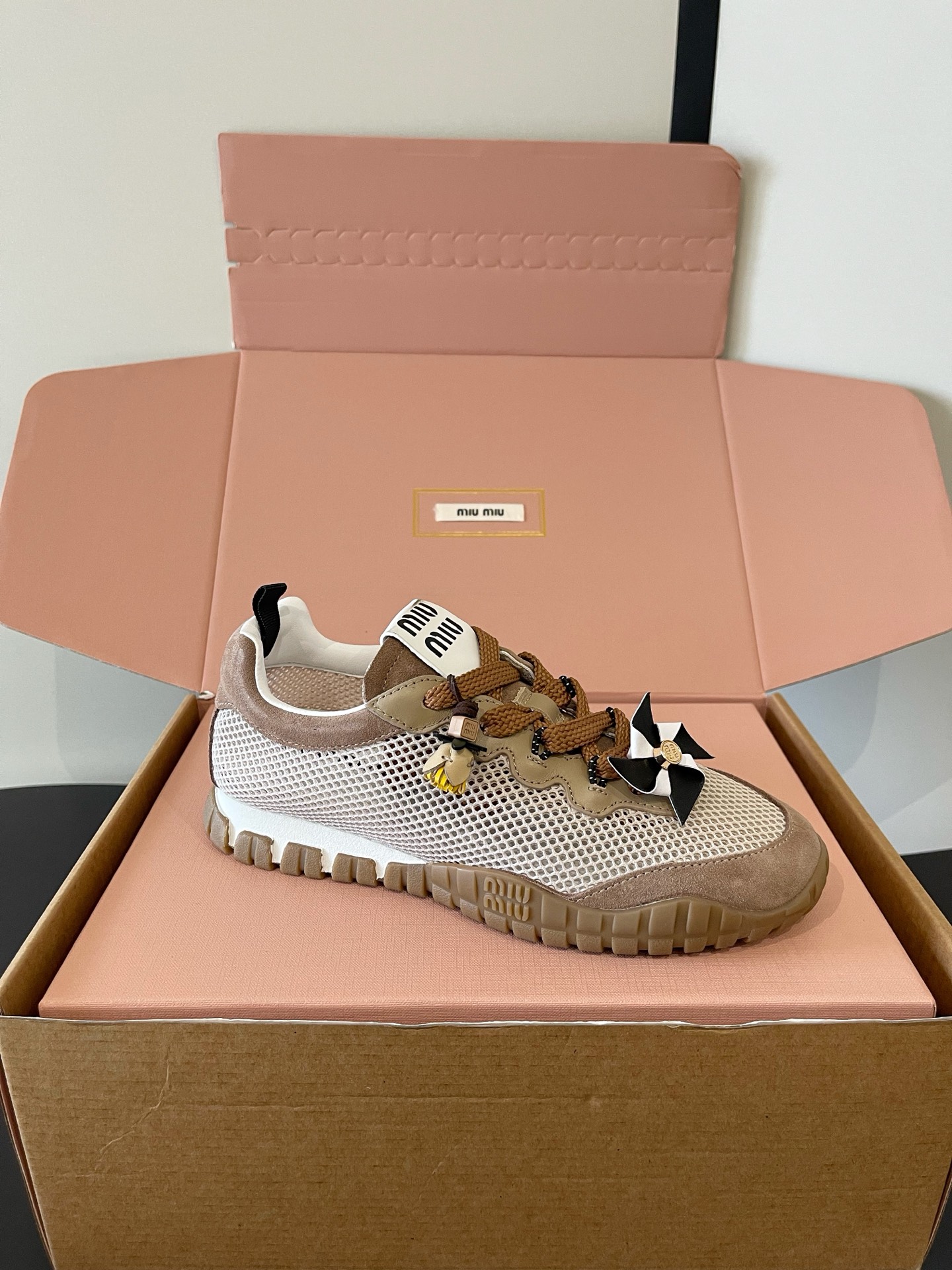 Miu Miu Pinwheel Decor Mesh Sneakers