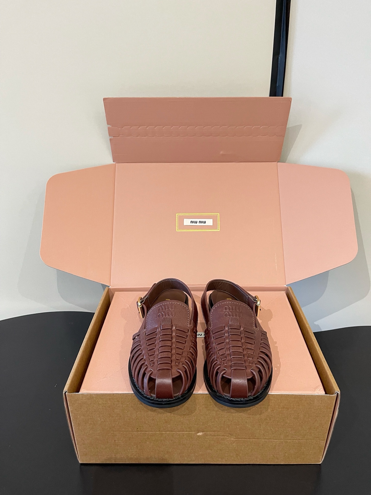 Miu Miu Woven Slingback Flat Sandals