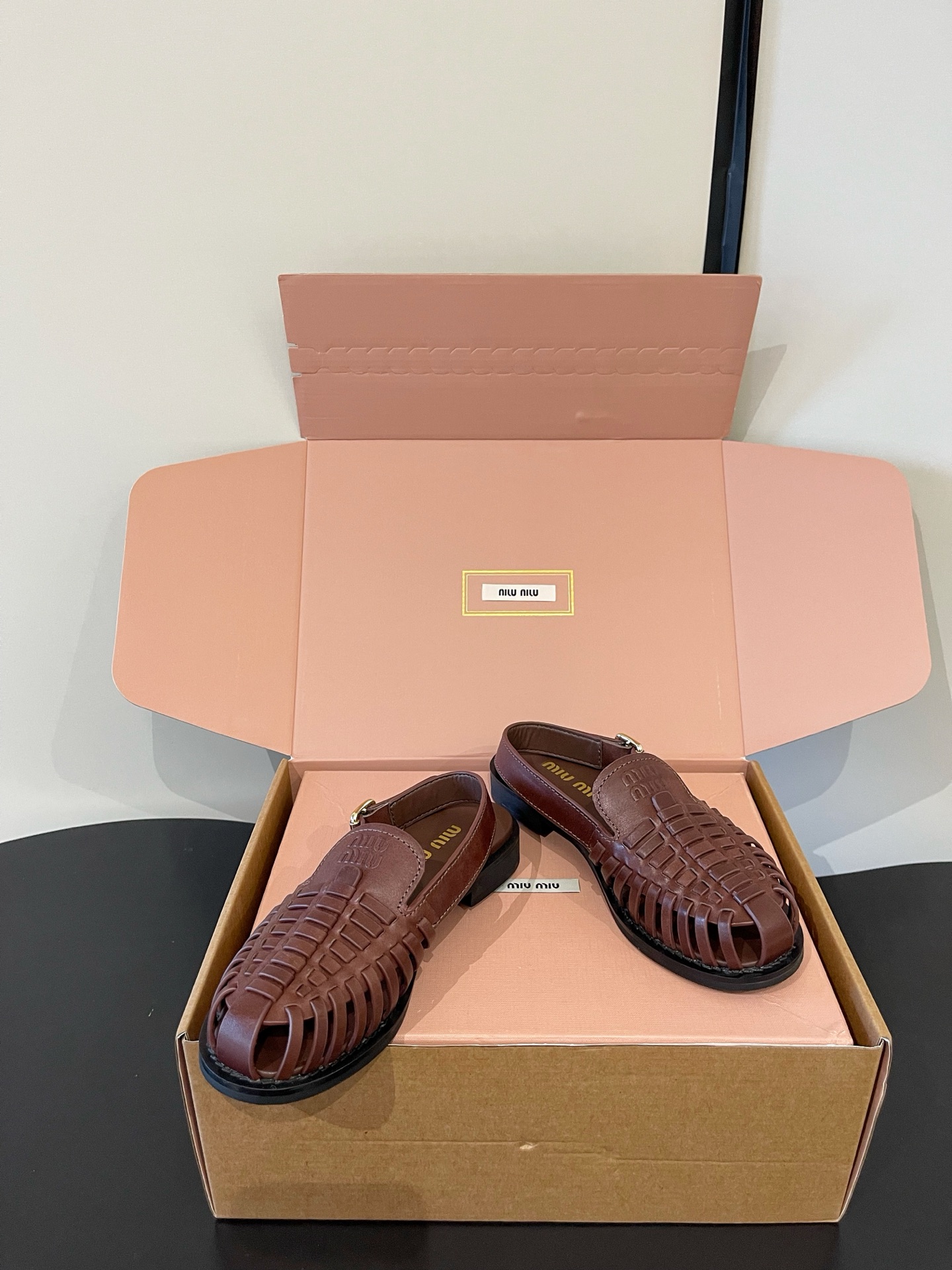 Miu Miu Woven Slingback Flat Sandals