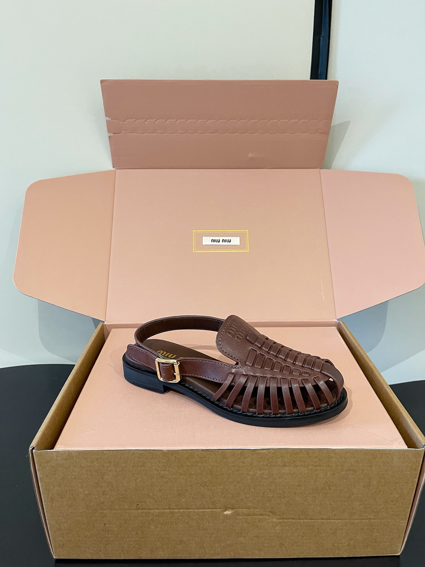 Miu Miu Woven Slingback Flat Sandals