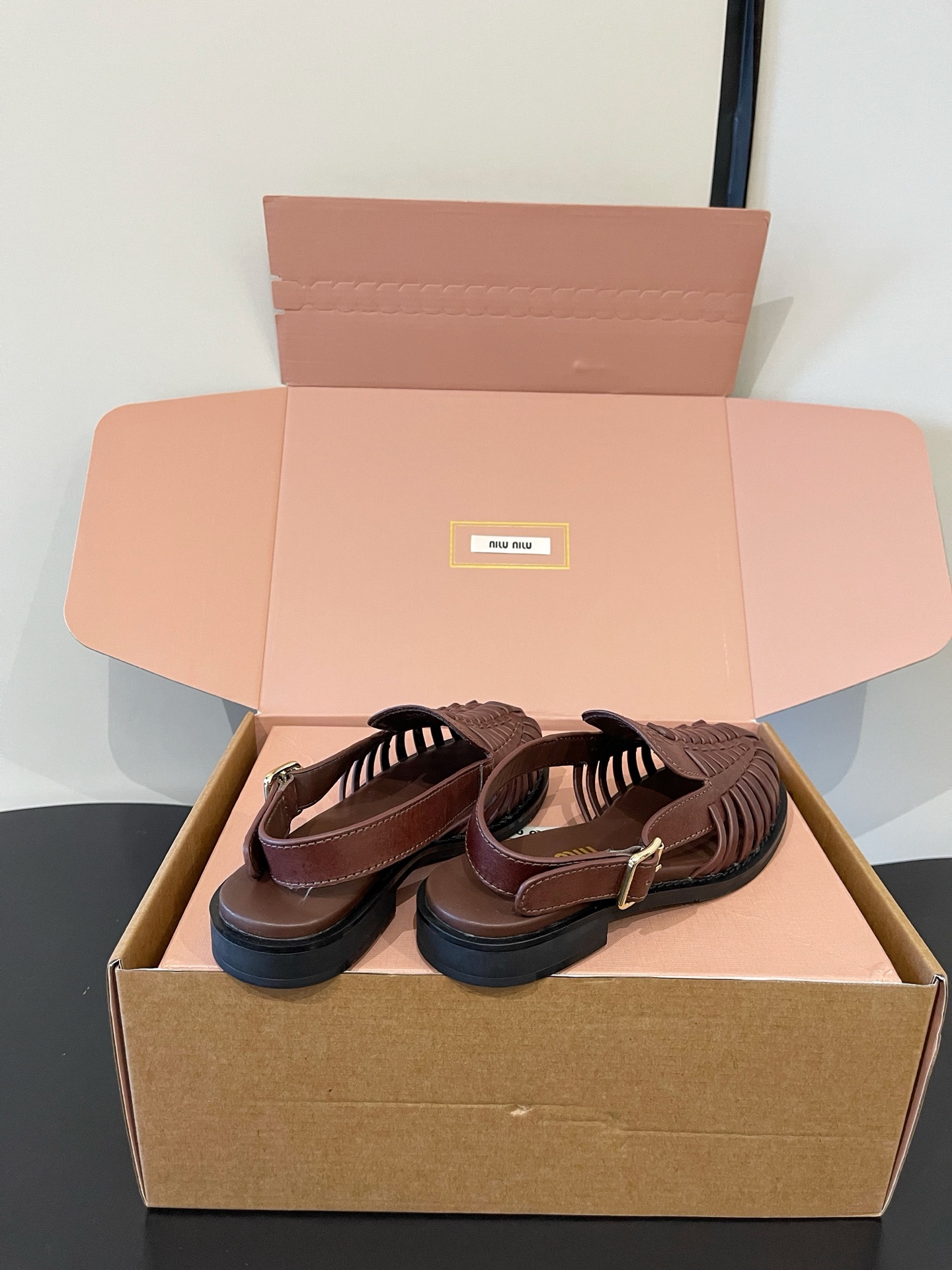 Miu Miu Woven Slingback Flat Sandals