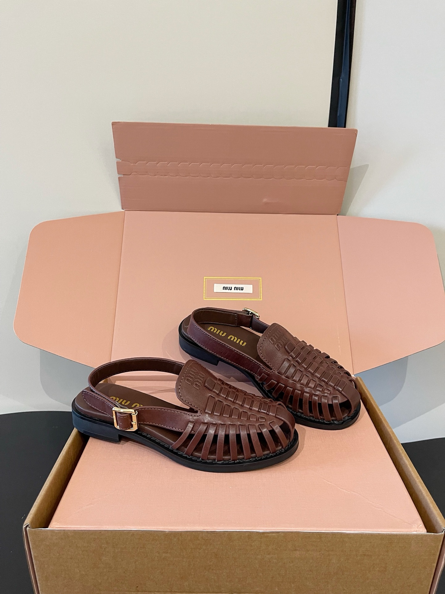 Miu Miu Woven Slingback Flat Sandals