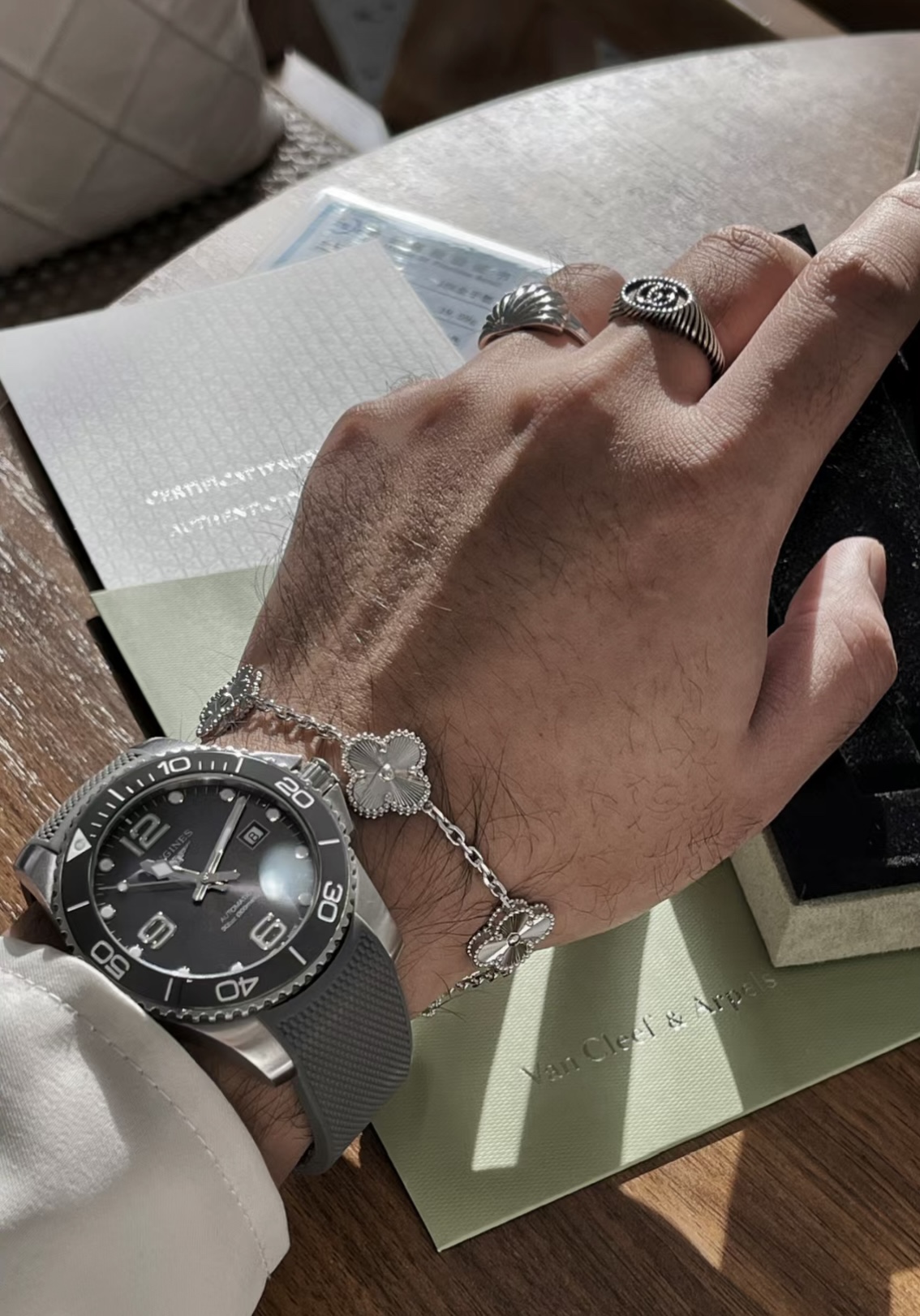 Van Cleef & Arpels VCA 镭射五花手链 银版