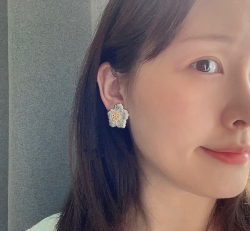 부첼라티 가드니아 데이지 무늬 925 스털링 실버 귀걸이 64192 이미지 8