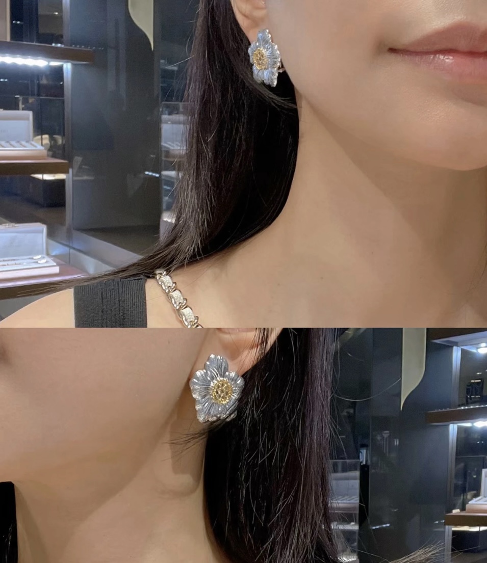 부첼라티 가드니아 데이지 무늬 925 스털링 실버 귀걸이 64192 이미지 9