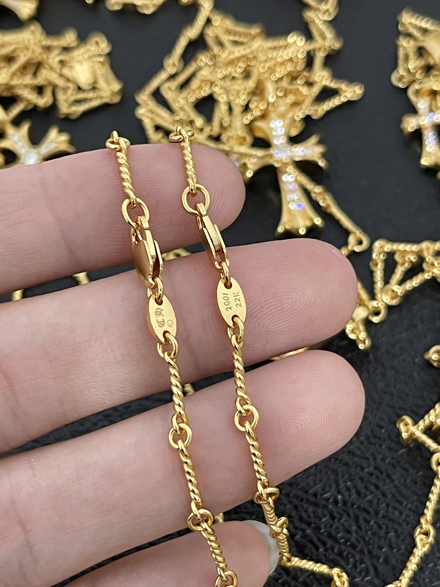 Chrome Hearts 克罗心 镀金双十字架项链