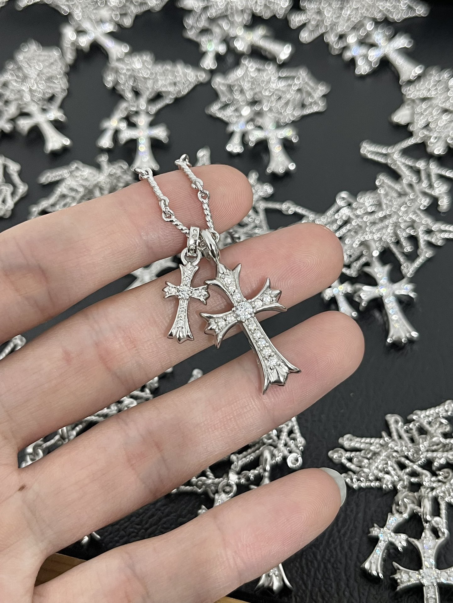 Chrome Hearts 克罗心 镀18k白 双十字架项链