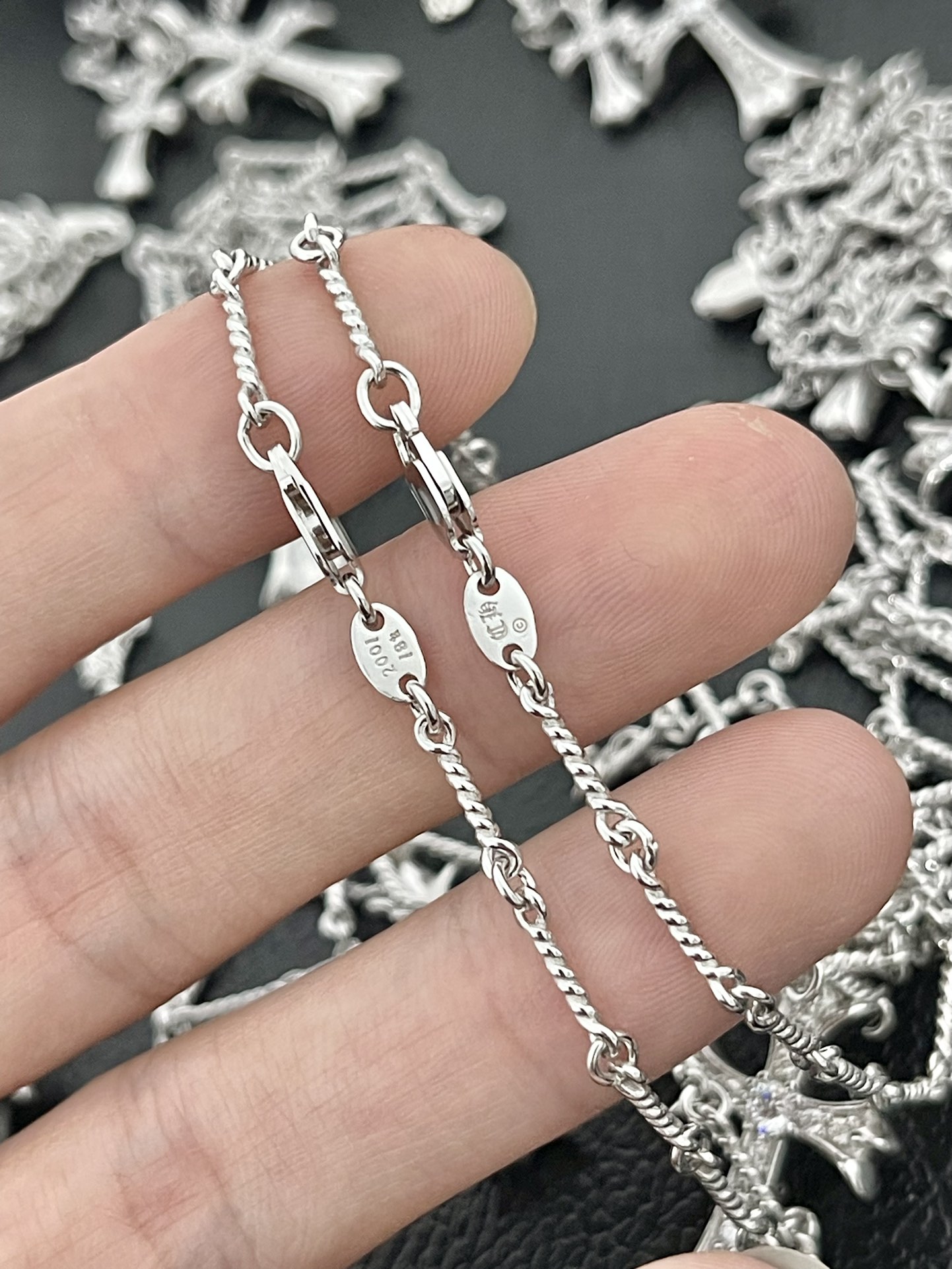 Chrome Hearts 克罗心 镀18k白 双十字架项链