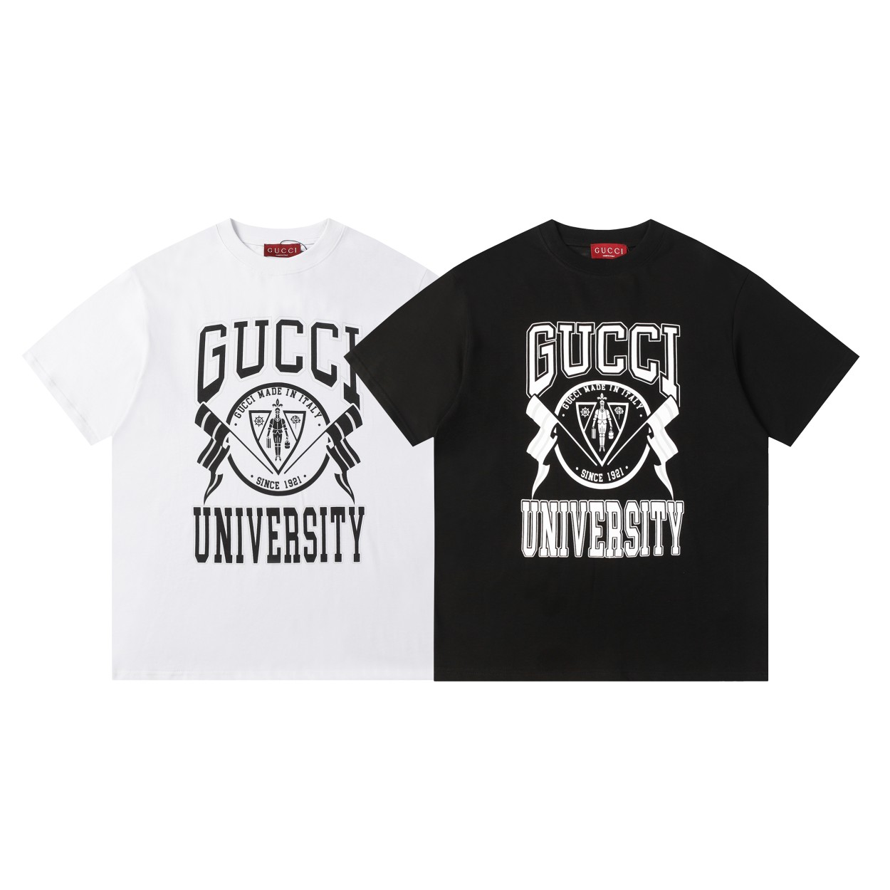 Gucci De gros
 Vêtements T-Shirt Réplique de concepteur qualité 7 étoiles
 Noir Blanc Imprimé Unisexe Coton Double fil coton Manches courtes