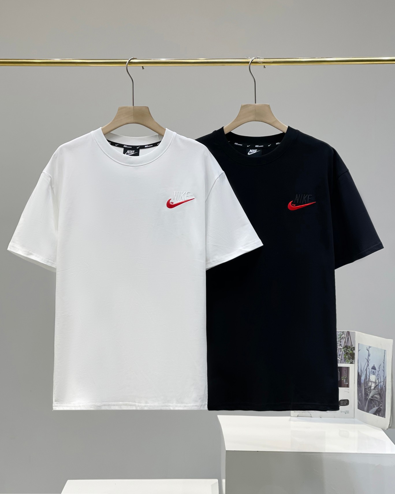 Buy Cheap
 Nike Clothing T-Shirt Black White Splicing Unisex Men Cotton Double Yarn Summer Collection Fashion Casual