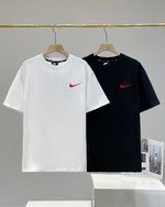 Buy Cheap
 Nike Clothing T-Shirt Black White Splicing Unisex Men Cotton Double Yarn Summer Collection Fashion Casual