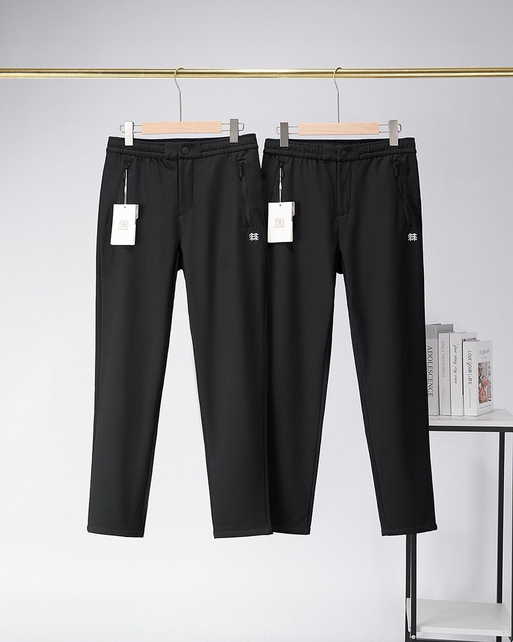 KOLON SPORT Men's Fleece-Lined Slim Fit Hiking Pants - Windproof & Water Repellent