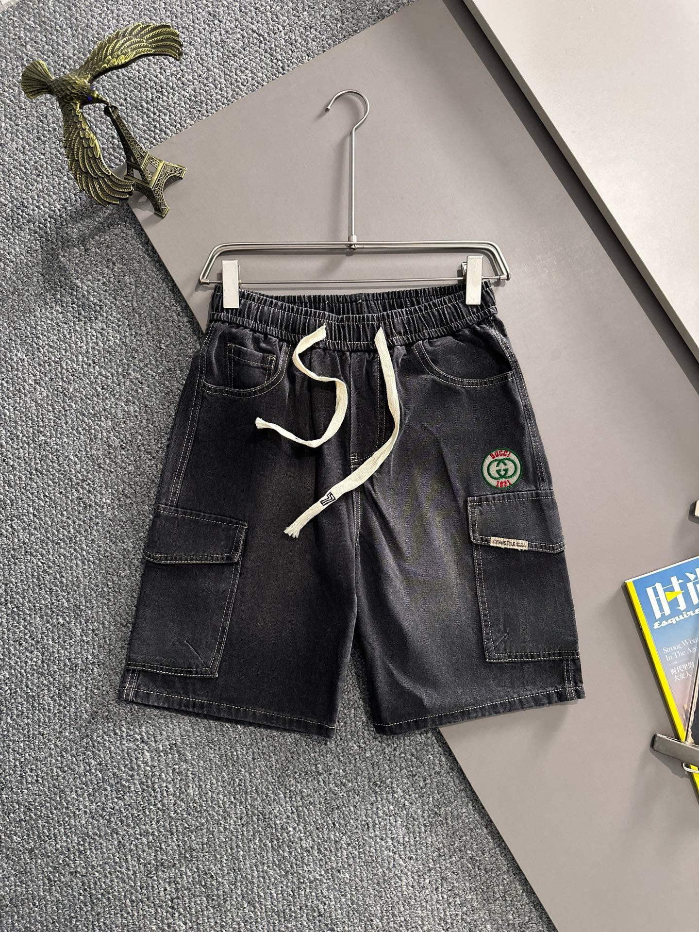 Jeans y pantalones cortos de mezclilla nuevos de Gucci verano 2025, tela de mezclilla de algodón Denim japonés importad…