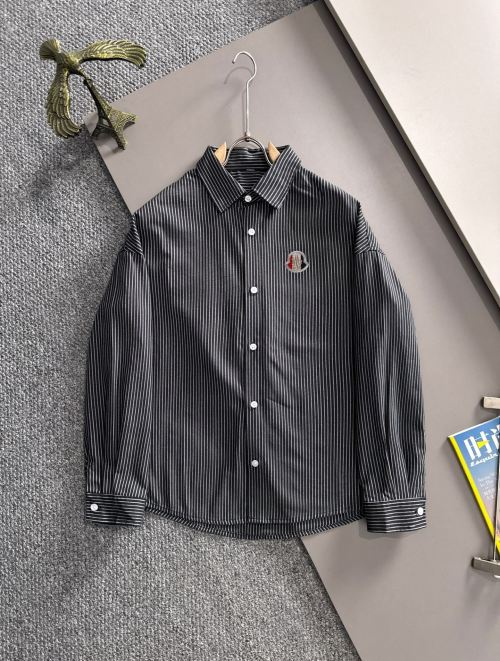 Moncler Striped Long Sleeve Shirt - Business Casual Cotton Shirt 1 Moncler Striped Long Sleeve Shirt - Business Casual Cotton Shirt