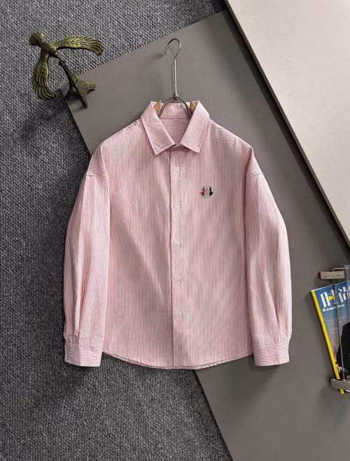 Moncler Striped Cotton Shirt - Business Casual Long Sleeve - New 2025 Style 1 Moncler Striped Cotton Shirt - Business Casual Long Sleeve - New 2025 Style