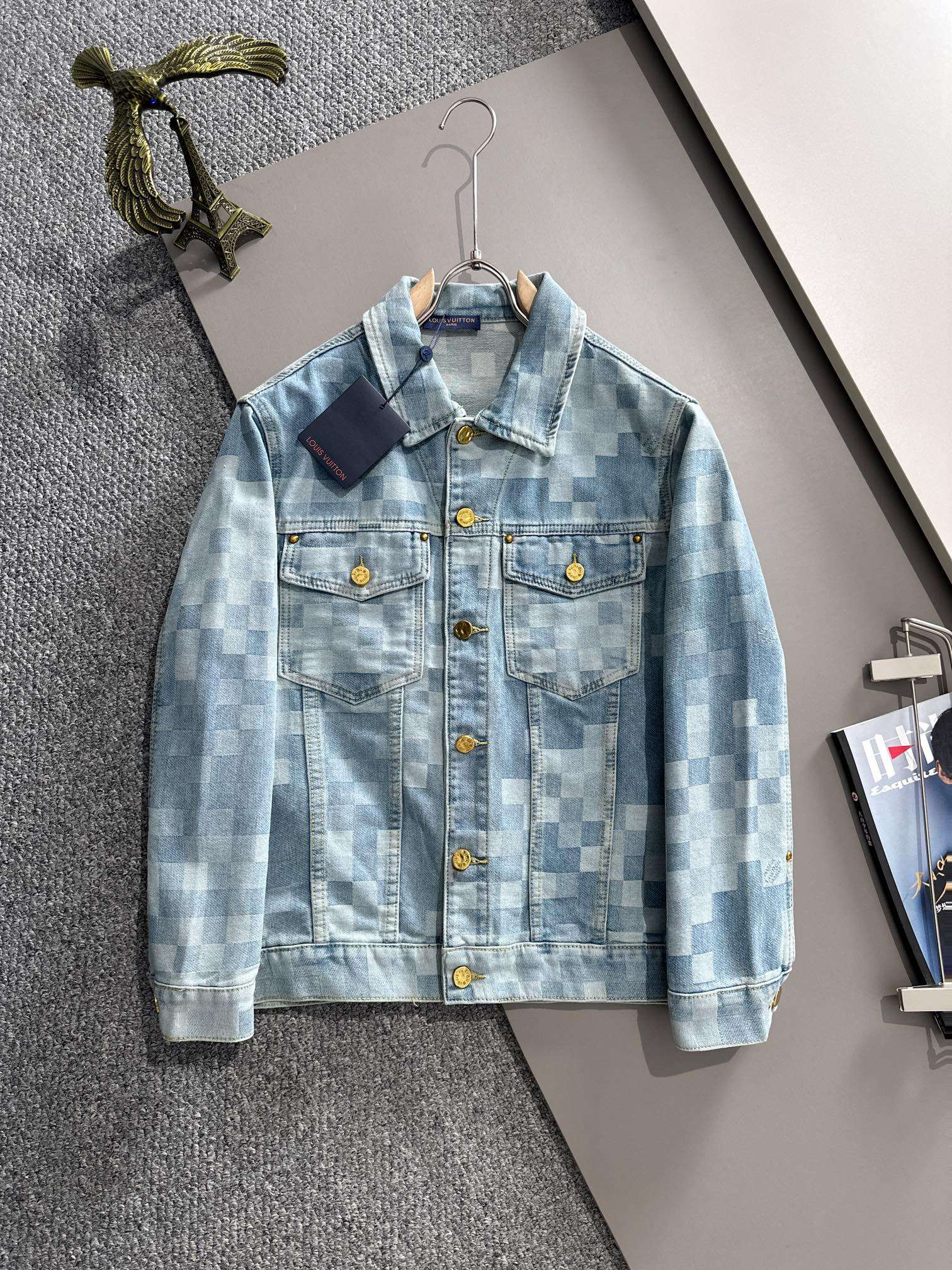P200 LV2025 Chaqueta vaquera jacquard personalizada de alta gama estilo pasarela, la textura es de primera clase, la te…
