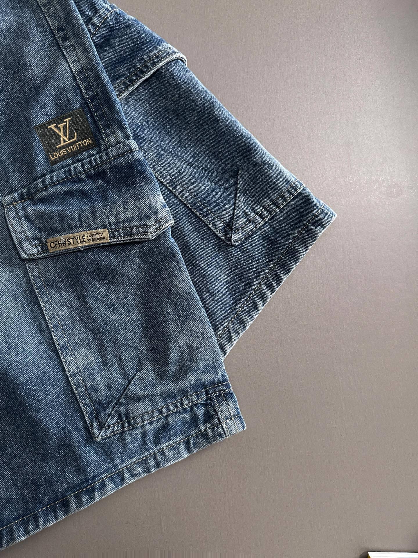 Louis Vuitton LV2026夏季新品牛仔裤牛仔短裤 采用进口客供日本Denim平纹棉质牛仔面料梭织生产
