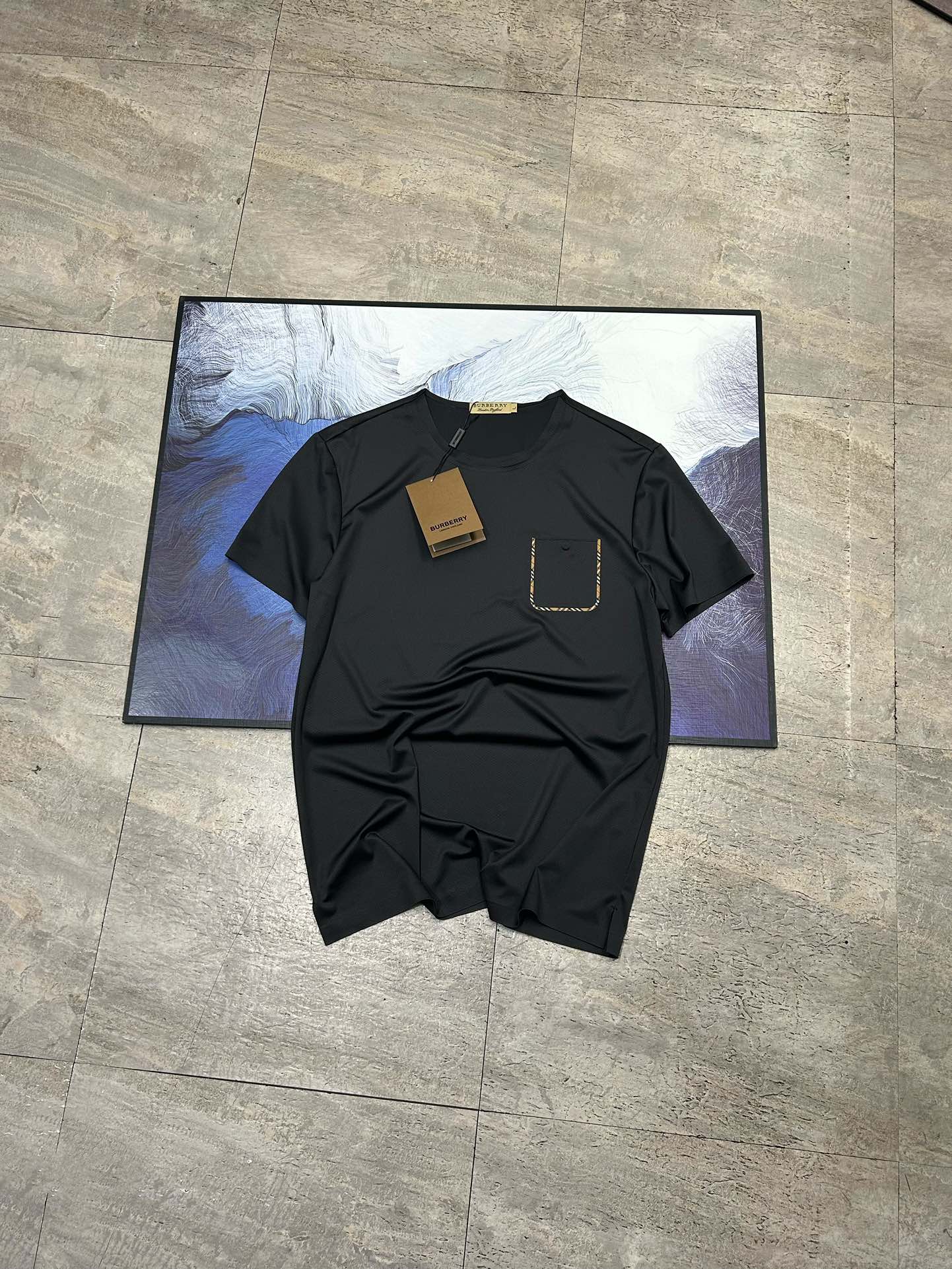 Burberry Kleidung T-Shirt Schwarz Khaki Gitter Baumwolle Kurzarm