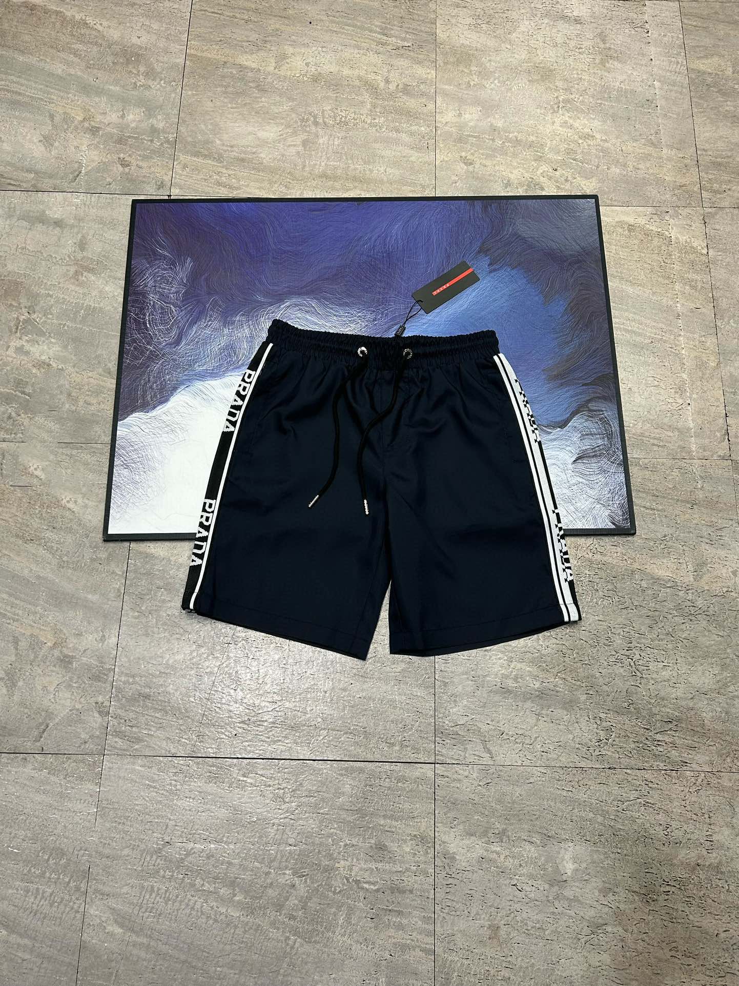 Prada Kleidung Kurze Hosen Schwarz Blau Polyester Sommerkollektion Strand