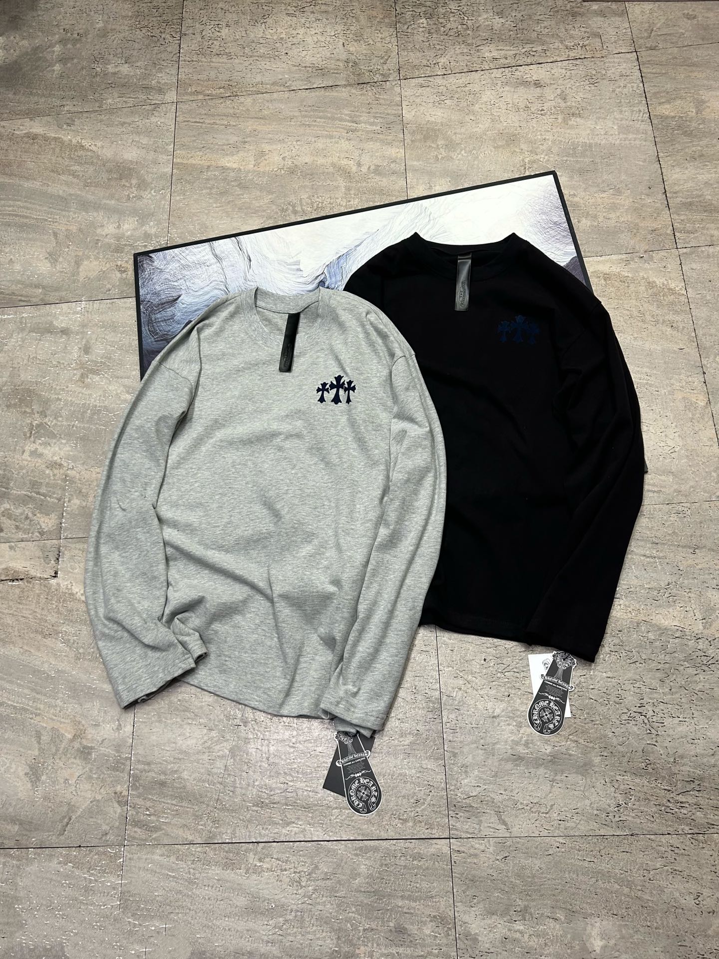 Chrome Hearts SS25 Flocked Logo Print Crew Neck Long Sleeve T-Shirt