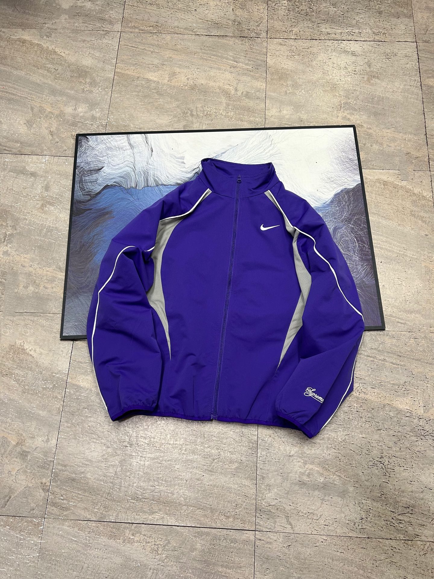 Supreme x Nike SS25 Track Jacket: Embroidered Logo, Zip-Up, Unisex Style