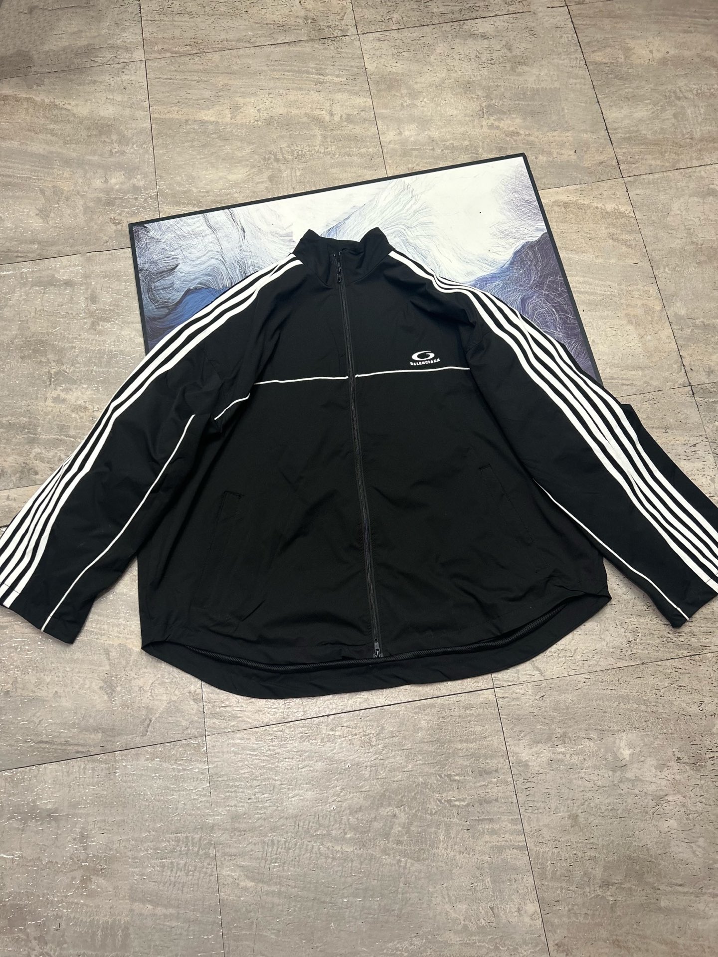 Balenciaga 25FW Tracksuit: Five-Stripe Embroidered Jacket & Pants Set
