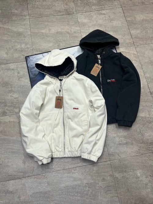 Stussy 24FW Distressed Embroidered Logo Jacket - Streetwear Style 1 Stussy 24FW Distressed Embroidered Logo Jacket - Streetwear Style