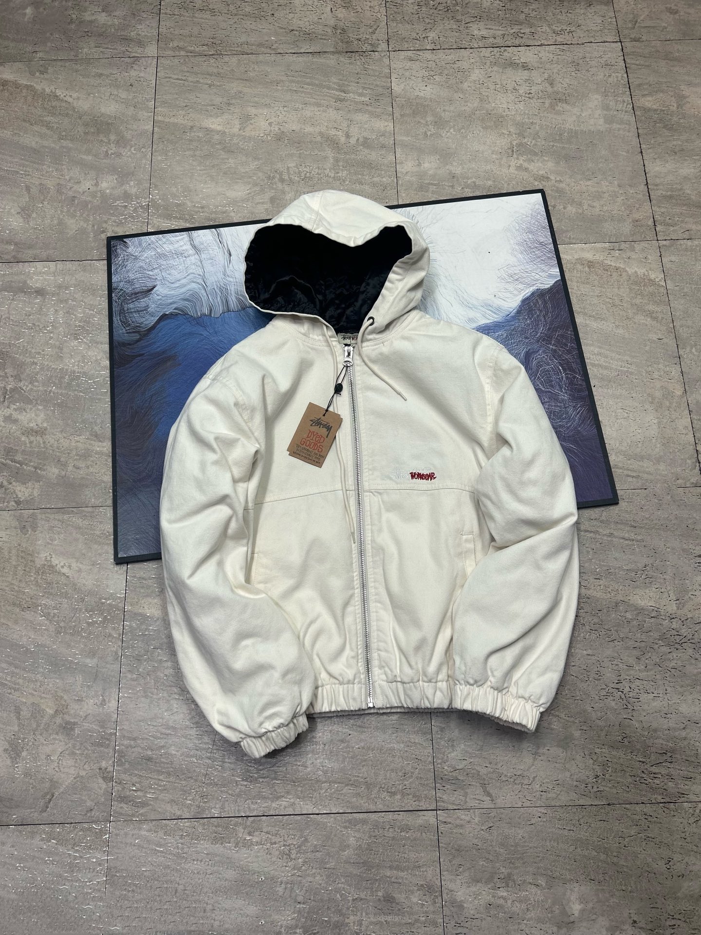 Stussy Washed Distressed Embroidered Logo Jacket Cotton-padded Coat Unisex