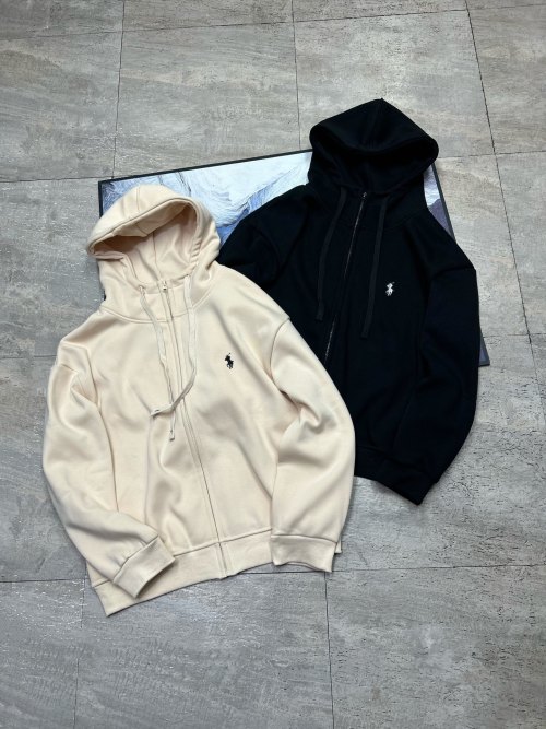 Ralph Lauren 23FW Fleece Zip-Up Hoodie Sweatshirt Set - Black & Beige 1 Ralph Lauren 23FW Fleece Zip-Up Hoodie Sweatshirt Set - Black & Beige