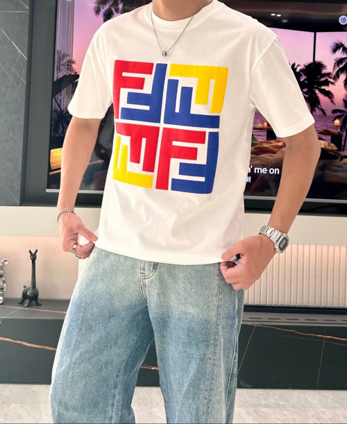Fendi Multicolor FF Motif Cotton T-Shirt Designer Crewneck Short Sleeve 1 Fendi Multicolor FF Motif Cotton T-Shirt Designer Crewneck Short Sleeve