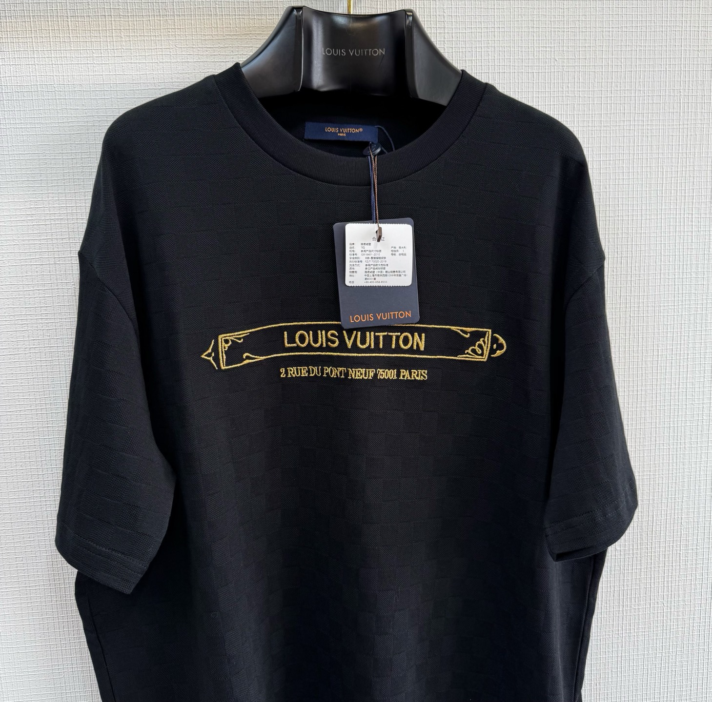 Louis Vuitton Black Crew Neck T-Shirt with Gold Logo Print, Casual Wear 3 i1745726677656 3109 0 1