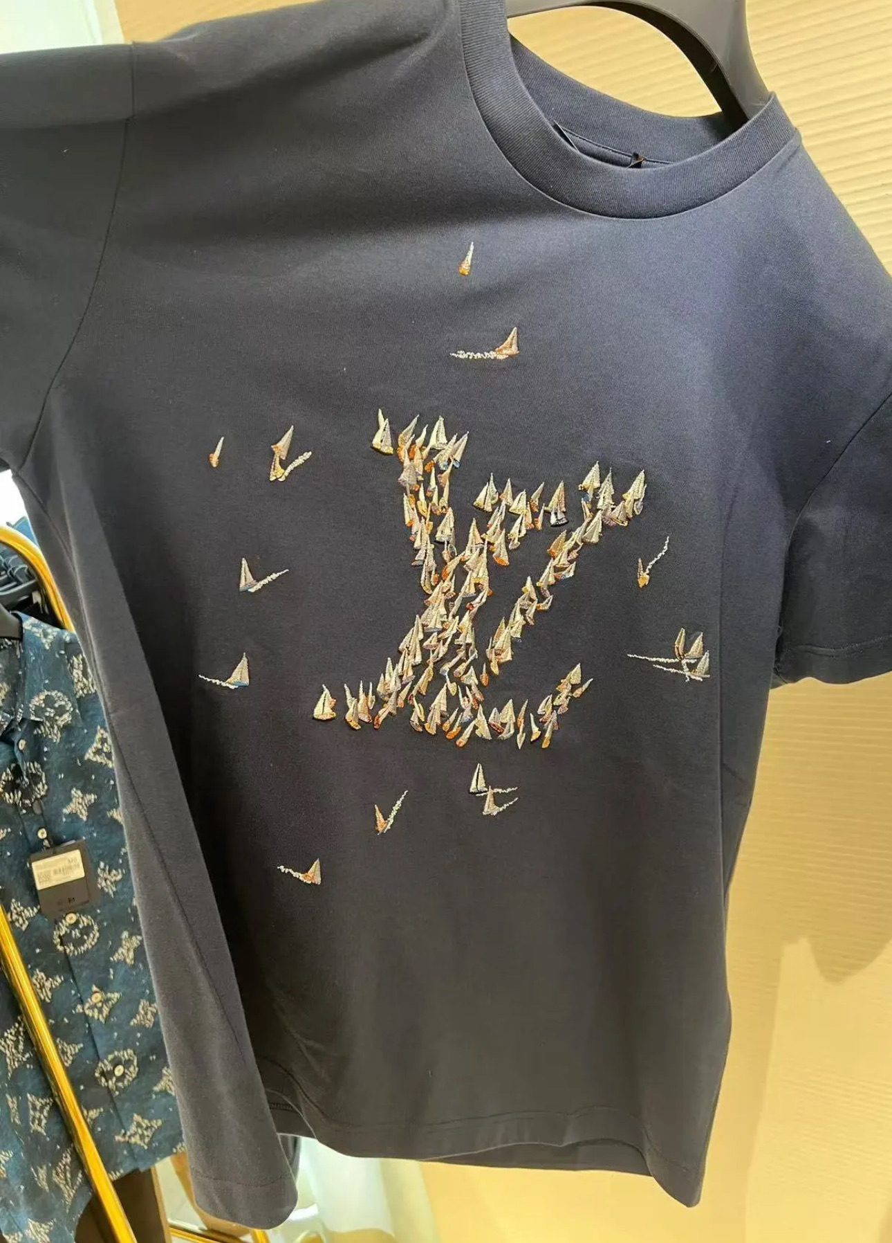 Louis Vuitton Men's Navy Crew Neck T-Shirt with Graphic Print - Modern Fit 4 i1746676459745 9890 0 1
