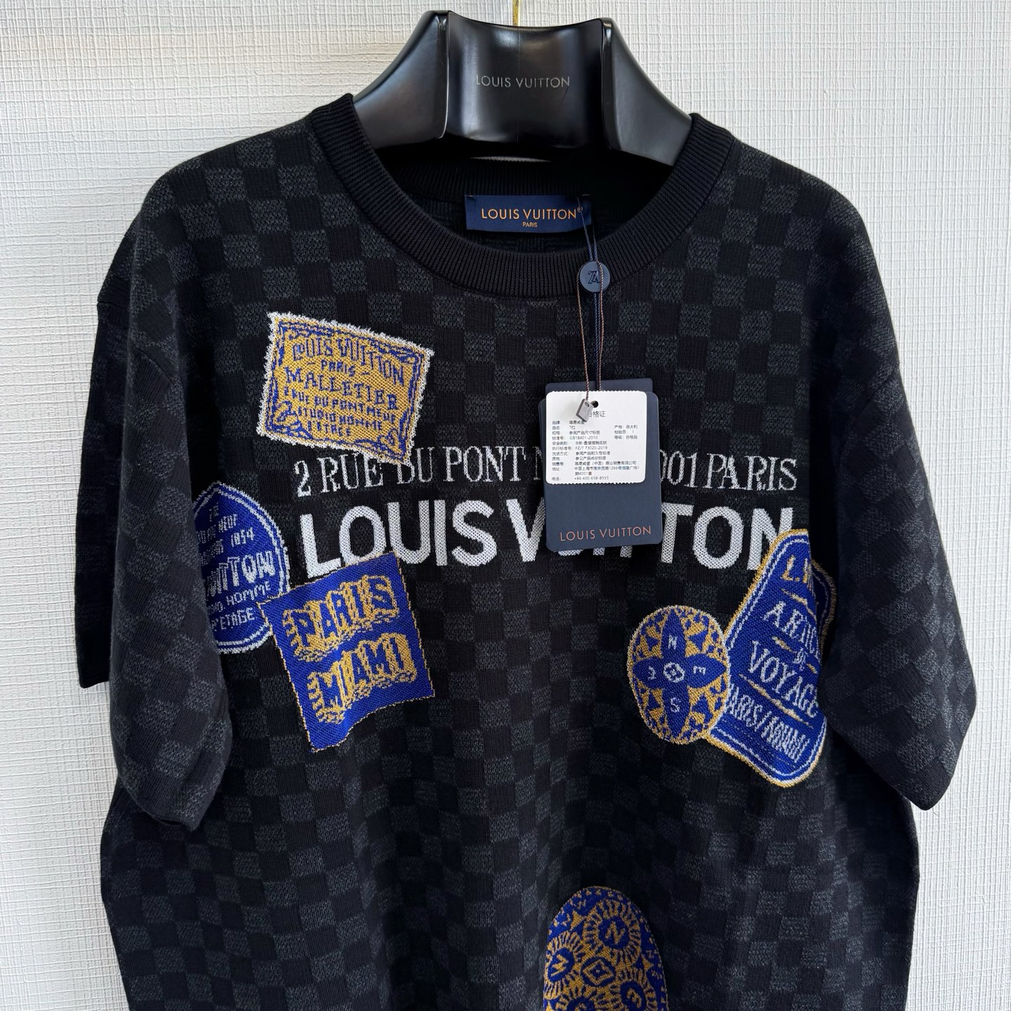Louis Vuitton Men's Damier Patchwork Crew Neck Short Sleeve T-Shirt 3 i1747970621375 4265 0 1