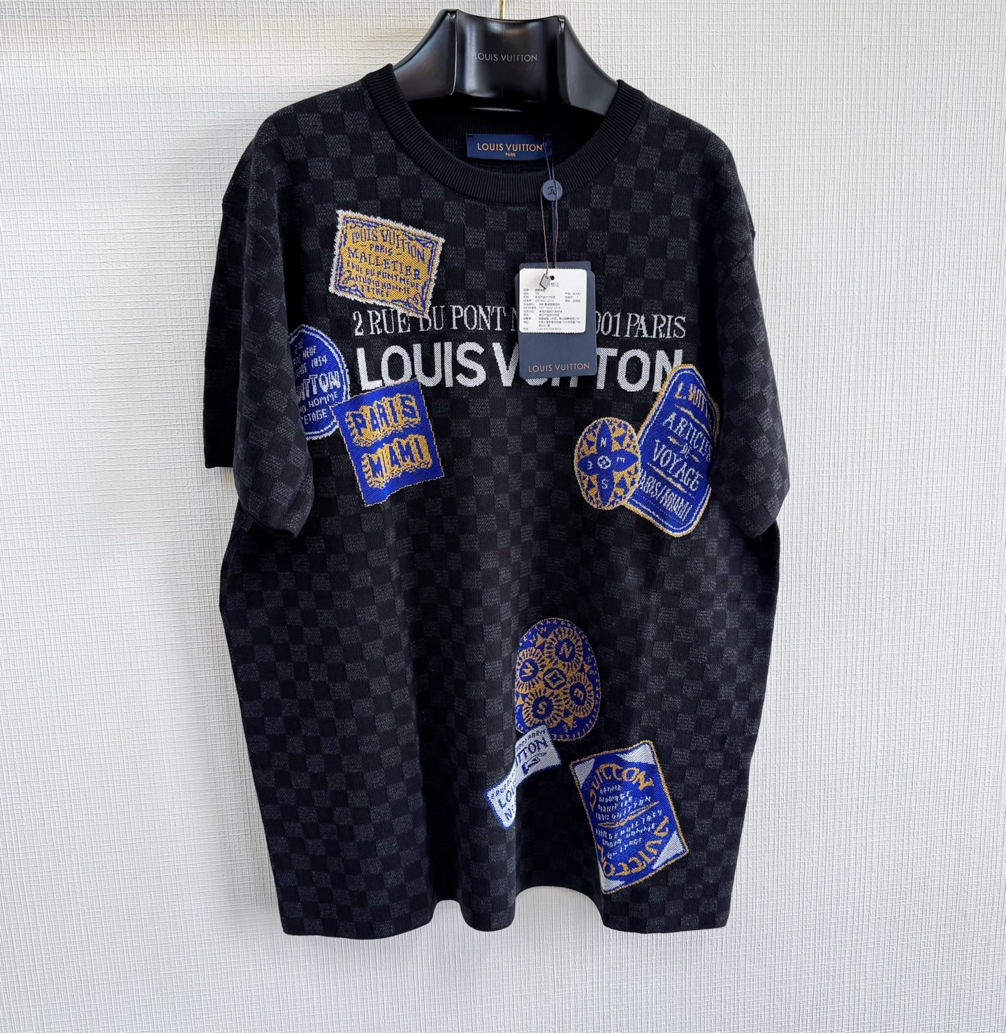 Louis Vuitton Men's Damier Patchwork Crew Neck Short Sleeve T-Shirt 2 i1747970622801 9707 0 0