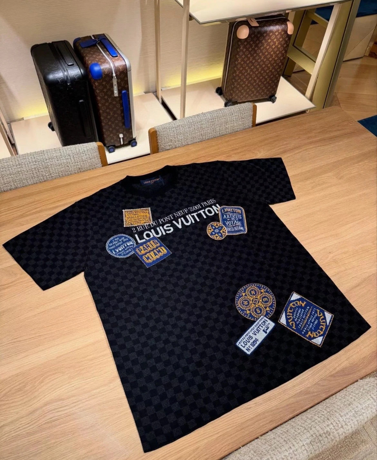 Louis Vuitton Men's Damier Patches T-Shirt, Crew Neck, Short Sleeve 7 i1747970766850 4493 0 4