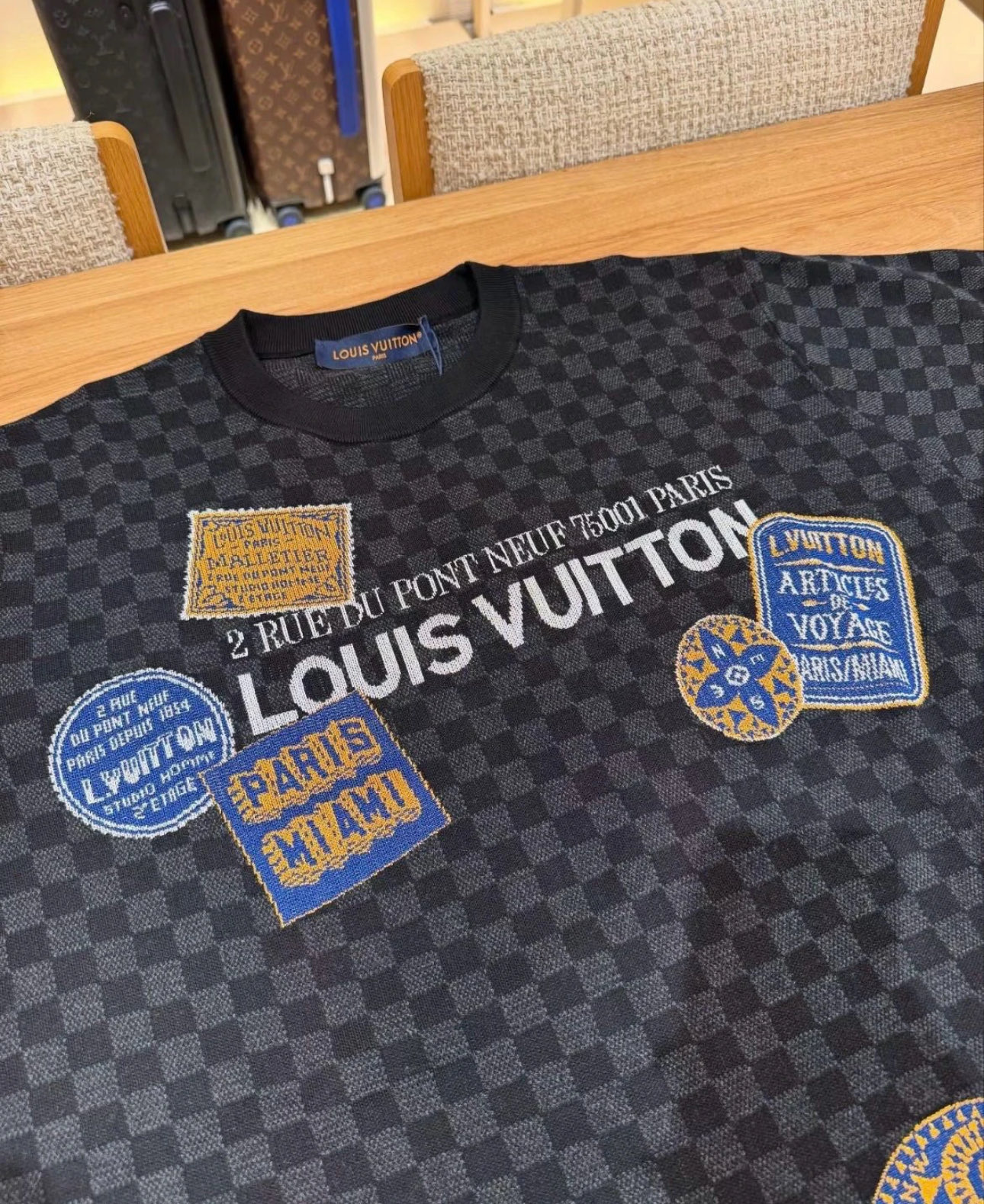 Louis Vuitton Men's Damier Patches T-Shirt, Crew Neck, Short Sleeve 9 i1747970766867 8110 0 6
