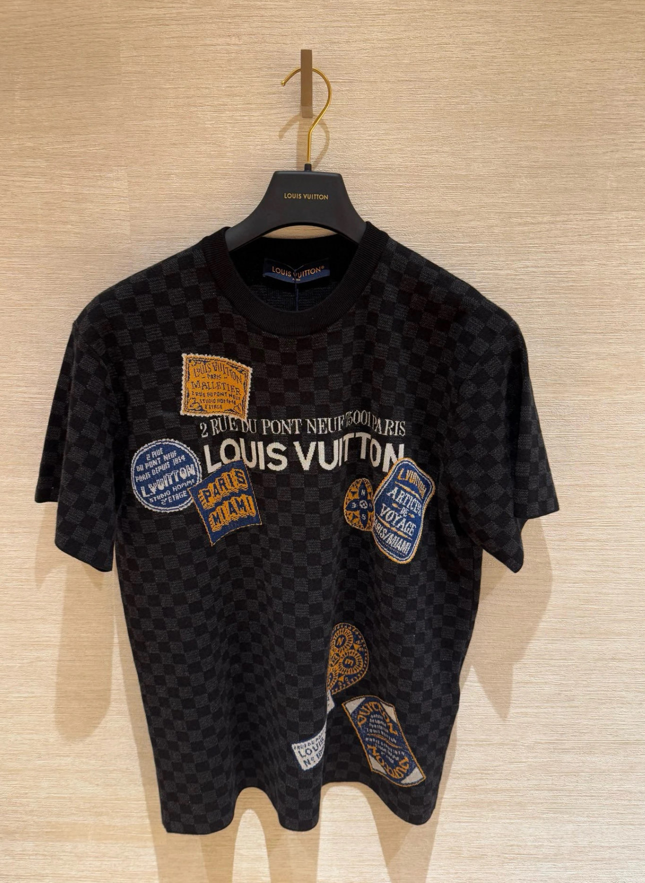 Louis Vuitton Men's Damier Patches T-Shirt, Crew Neck, Short Sleeve 3 i1747970766890 367 0 9