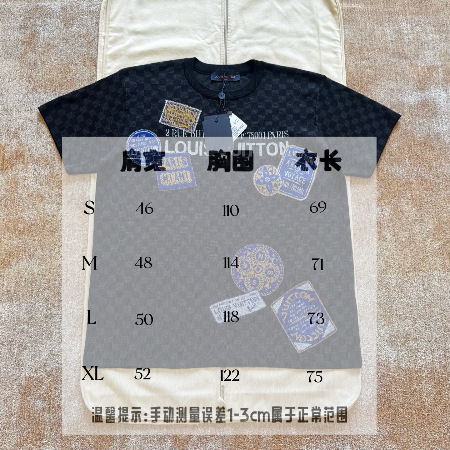 Louis Vuitton Men's Damier Patches T-Shirt, Crew Neck, Short Sleeve 2 i1747970767996 4162 0 0