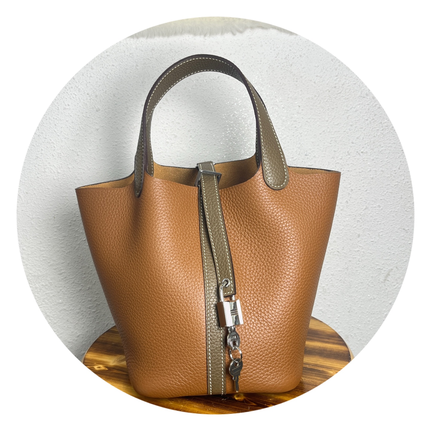 Picotin 18# Gold Brown Elephant Grey/TC Leather/Gold hardware