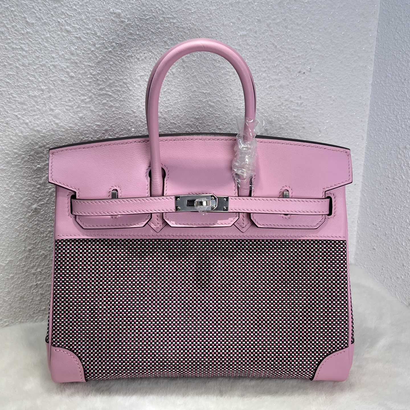 NO:699035,New product Birkin second-hand bag 25cm imported Swift leather with waffle canvas [Mallow Purple] silver buckle hand-nailed limited edition counter synchronization hand-waxed sewing pure steel hardware in stock, Hermes, hermes, stuart weitzman, Hermes,19860909新品 Birkin 中古包 25cm 进口Swift皮拼华夫格帆布【锦葵紫】银扣 手工钉 限量版 专柜同步 手工蜡线缝制 纯钢五金 现货,爱马仕,hermes,stuart weitzman,Hermes,,Bag