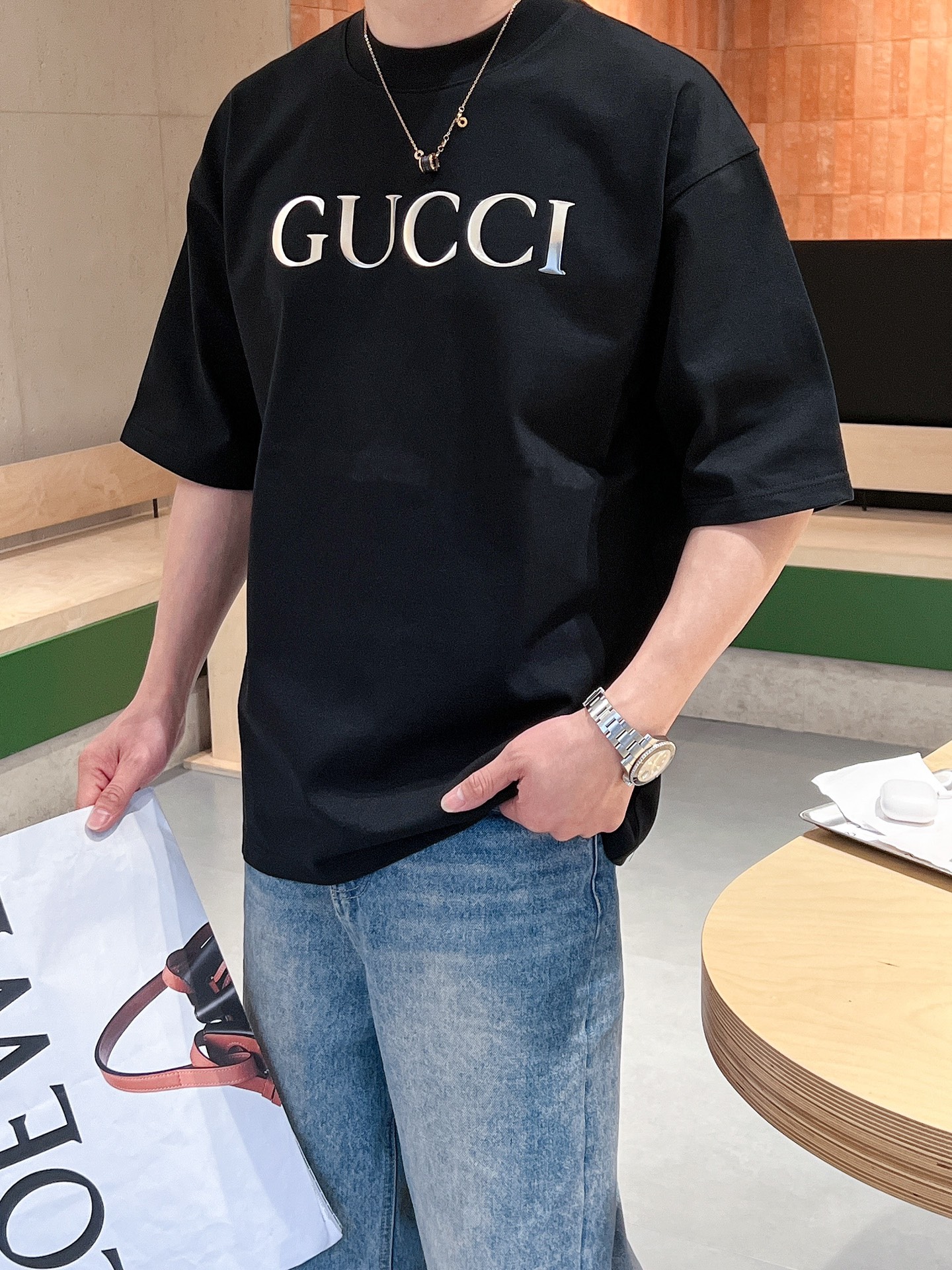 Gucci Kleding T-Shirt Zwart Wit Mannen Katoen Vintage Korte mouw